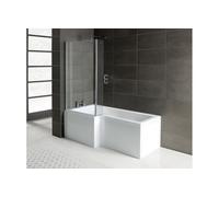 Splash 1700mm x 700mm L/H L-Shape Shower Bath, Screen And Front Panel Set Aquarius White One Size