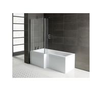Splash 1700mm x 700mm L/H L-Shape Shower Bath, Screen And Front Panel Set Aquarius White One Size