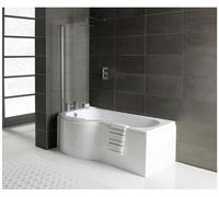 AQUARIUS Splash 1700mm x 700mm L/H Shower Bath, Screen & Front Panel Set in White Aquarius White