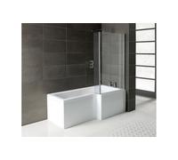 AQUARIUS Splash 1700mm x 700mm R/H L-Shape Shower Bath, Screen & Front Panel Set in White Aquarius White