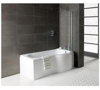 AQUARIUS Splash 1700mm x 700mm R/H Shower Bath, Screen & Front Panel Set in White Aquarius White