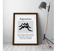 Aquarius Star Sign Zodiac Astrology Quote Slogan - Framed Wall Art Picture Print - A4 - Walnut Frame