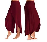 AQUARIUS Super Soft Cotton Spandex Harem Style Yoga Pilates Pants, and Sizes (Large, Wine Red)