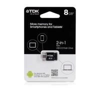 AQUARIUS TDK 938472 USB Flash Drive Memory 2 in 1 of 8 GB (mini USB to USB 2.0) in Black Aquarius Black