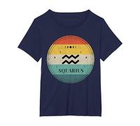 Aquarius Tee Men Zodiac Sign Aquarius T-Shirt, Women's Plus, Navy Blue, 2X