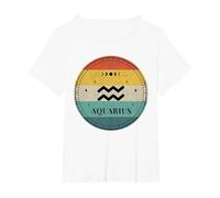 Aquarius Tee Men Zodiac Sign Aquarius T-Shirt, Women's Plus, White, 2X