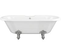 AQUARIUS Timeless Luxury Freestanding Double Ended 2TH Bath With Chrome Feet 1690mm in White Aquarius White