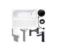 Aquarius Urbano Complete Premium Bath Suite (With Single Ended 1700mm Bath) With Black Fixtures
