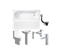 Aquarius Urbano Complete Premium Bath Suite (With Single Ended 1700mm Bath) With Chrome Fixtures