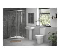 Aquarius Urbano Complete Shower Suite With 900mm 2 Door Quadrant Enclosure, Tray, Rimless Toilet, Basin And Tap
