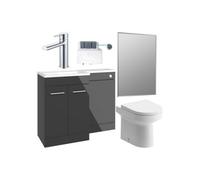 Aquarius Urbano Premium 1000mm Left Hand Vanity Unit Suite (With Back To Wall Toilet) - Anthracite Gloss