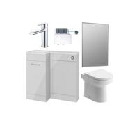 Aquarius Urbano Premium Left Hand 900mm Vanity Unit Suite With Back To Wall Toilet, Mirror And Tap - Grey