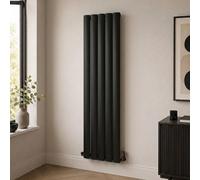 Aquarius Wave Single Panel Vertical Radiator In Matt Black - 1800 X 470mm