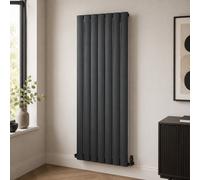 Aquarius Wave Single Panel Vertical Radiator In Matt Black - 1800 X 565mm