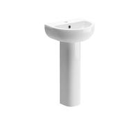 Aquarius Willow 450mm 1 Tap Hole Basin With Full Pedestal