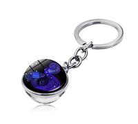 Aquarius Women Men Astrological Keyring Keychain,12 Constellation Zodiac Sign Pendant Astrology Keychain - Double Sided Cabochon Ball Keyring Key Holder Gift For Friend Birthday