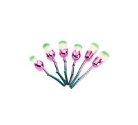 AQUARIUS Women's 6pcs Rose Makeup Brush Set Pink Blue Flower Sculpted Handle Cosmetic Tool Kit