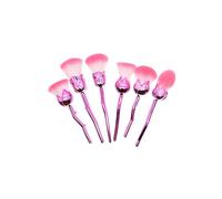Aquarius 6 Piece Rose Makeup Brush Set Pink Floral Handle Cosmetic Beauty Kit