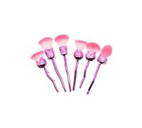 AQUARIUS Women's 6pcs Rose Makeup Brush Set Pink Flower Sculpted Handle Cosmetic Tool Kit Aquarius Pink