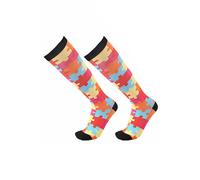AQUARIUS Women's Bright Pattern Knee High Compression Socks Puzzle S/M Travel Support Aquarius Multicolor S/M