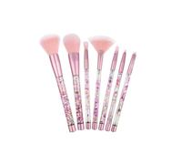 AQUARIUS Women's Pink Liquid Glitter 7 Piece Makeup Brush Set