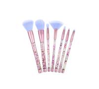 AQUARIUS Women's Pink & Purple Liquid Glitter 7 Piece Makeup Brush Set