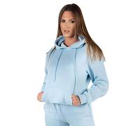 AQUARIUS Women's Womens Baby Blue Loungewear Hoodie Size L Casual Pullover Sweatshirt | Size: Large Aquarius Baby Blue L