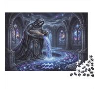 Aquarius Zodiac 1000 Piece Jigsaw Puzzle,Stress Relief,Impossible Challenge,Adults & Kids 14+ Mystical Gothic,Home Wall Decor,Gift Idea,Premium Cardboard,Educational Toy 52x38cm