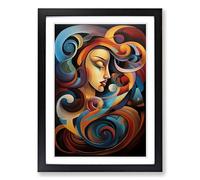 Aquarius Zodiac Abstract Framed Print | A2 Black Framed Wall Art | Ready to Hang | Abstract Fantasy Picture | Living Room Bedroom Lounge Office