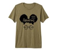 Aquarius Zodiac Afro Puffs African Buns Astrology Premium T-Shirt