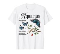 Aquarius Zodiac Butterfly Botanical Illustration Value Graphic T-Shirt
