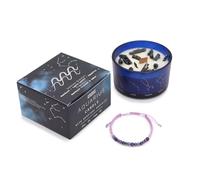 Aquarius Zodiac Candle with Gemstone Bracelet - Soy Candle with Amethyst, Lapis Lazuli and Hematite - 22h - HOSTENATURA