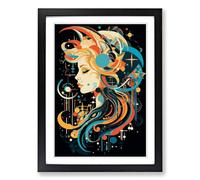 Aquarius Zodiac Constructivism Framed Print | A2 Black Framed Wall Art | Ready to Hang | Modern Fantasy Picture | Living Room Bedroom Lounge Office