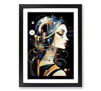 Aquarius Zodiac Constructivism Framed Wall Art Print A2 Black