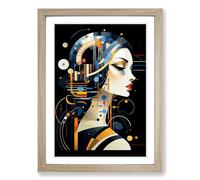 Aquarius Zodiac Constructivism No.2 Framed Print | A2 Oak Framed Wall Art | Ready to Hang | Modern Fantasy Picture | Living Room Bedroom Lounge Office