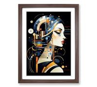 Aquarius Zodiac Constructivism No.2 Framed Print | A2 Walnut Framed Wall Art | Ready to Hang | Modern Fantasy Picture | Living Room Bedroom Lounge Office