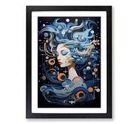 Aquarius Zodiac Contemporary Framed Wall Art Print A2 Black