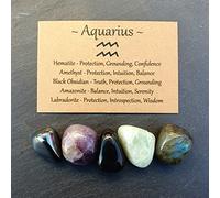 Aquarius Zodiac Crystal Tumblestone Set | Horoscope Star Sign Gift | Gemstone Bundle