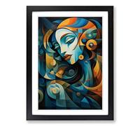 Aquarius Zodiac Cubism No.2 Framed Print | A2 Black Framed Wall Art | Ready to Hang | Cubist Fantasy Picture | Living Room Bedroom Lounge Office