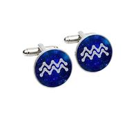 Aquarius Zodiac Cufflinks for Men - Astrological Star Sign (January 20 - February 18) - Water Bearer Constellation Gift - Wedding, Stocking Filler & Secret Santa