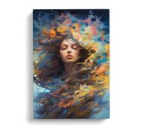 Aquarius Zodiac Gestural Art Canvas Wall Art Print 30x20 Inch