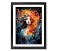 Aquarius Zodiac Gestural Framed Wall Art Print A2 Black