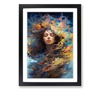 Aquarius Zodiac Gestural Framed Wall Art Print A2 Black
