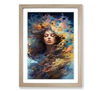 Aquarius Zodiac Gestural No.2 Framed Print | A2 Oak Framed Wall Art | Ready to Hang | Eclectic Fantasy Picture | Living Room Bedroom Lounge Office