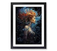 Aquarius Zodiac Modern Framed Print | A2 Black Framed Wall Art | Ready to Hang | Modern Fantasy Picture | Living Room Bedroom Lounge Office
