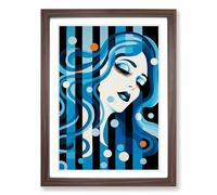 Aquarius Zodiac Op Framed Wall Art Print A2 Walnut