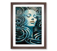 Aquarius Zodiac Op Framed Wall Art Print A2 Walnut