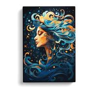 Aquarius Zodiac Orphism Art Canvas Wall Art Print 30x20 Inch