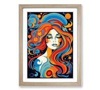 Aquarius Zodiac Pop Framed Print | A2 Oak Framed Wall Art | Ready to Hang | Modern Fantasy Picture | Living Room Bedroom Lounge Office