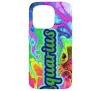 Aquarius Zodiac Sign Abstract Color Swirl Graphic Case for iPhone 15 Pro